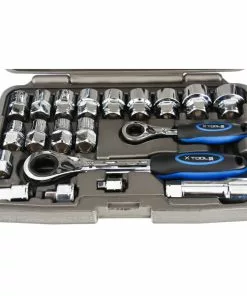 LifeLine Go-Through Momentnøgler (sæt, 34 Dele) -Billig Cykelvedligeholdelse butik X Tools 34 Piece Go Through Socket Set Internal Silver 2016 XTLSSCKTST20PCE 1