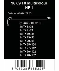 Wera Tools 967/9 TX HF 1 L-Key Toolset -Billig Cykelvedligeholdelse butik wera tool 967 9 TX Multicolour HF 1 L key Set With Holding Function 07