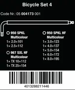 Wera Tools Bicycle Set 4 L-Key Toolset -Billig Cykelvedligeholdelse butik wera tool Bicycle Set 4 Colour Coded Hexagonal Socket Torx L Keys Set 9pcs 06